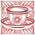 Tea Cups Redwork