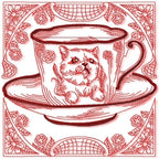 Tea Cups Redwork