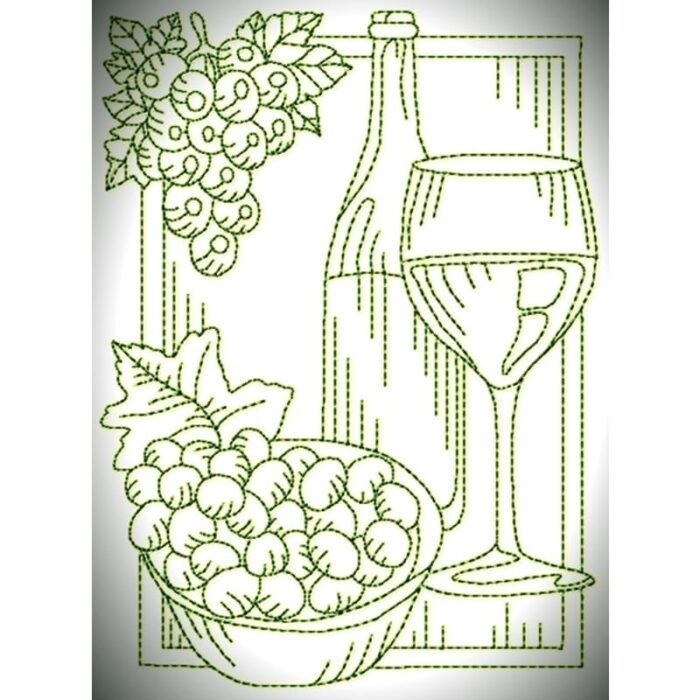 Wine Lovers Linework machine embroidery