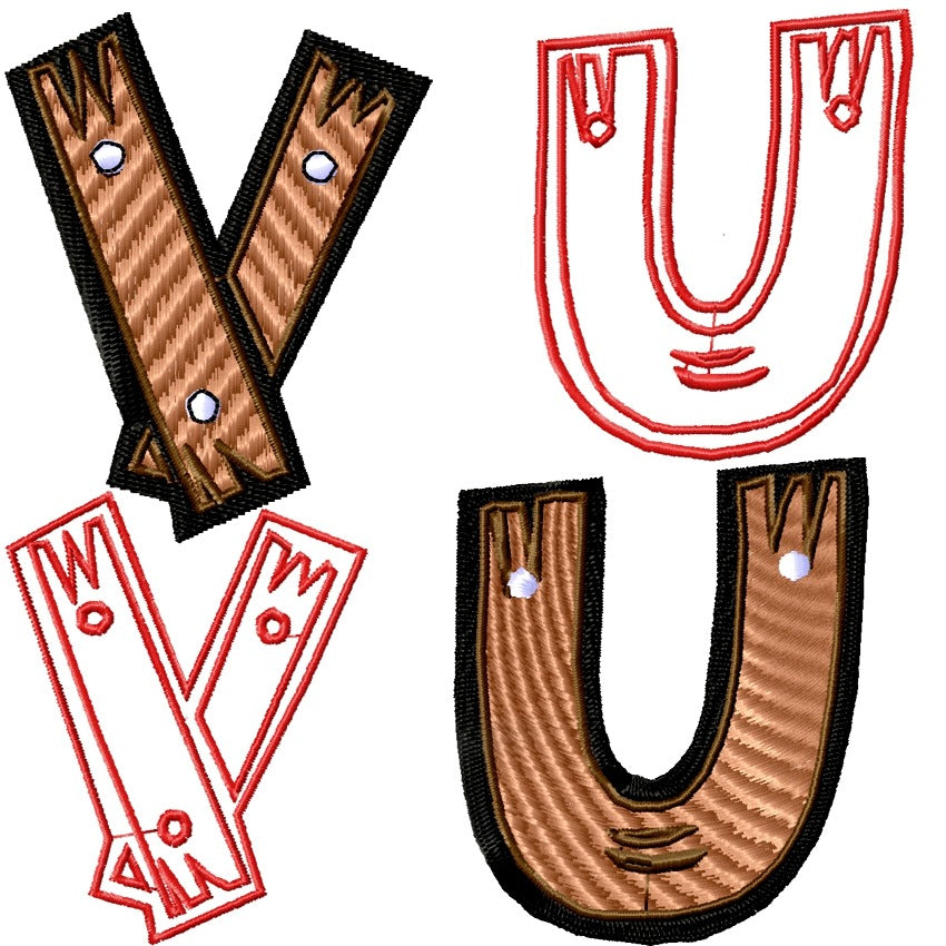 Wooden Alphabet U V