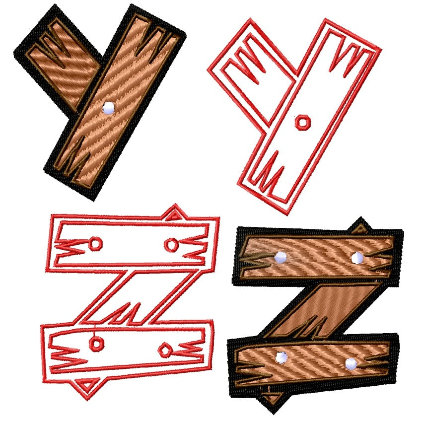 Wooden Alphabet Y Z